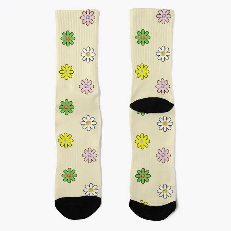 Multi Diamond Flower Socks